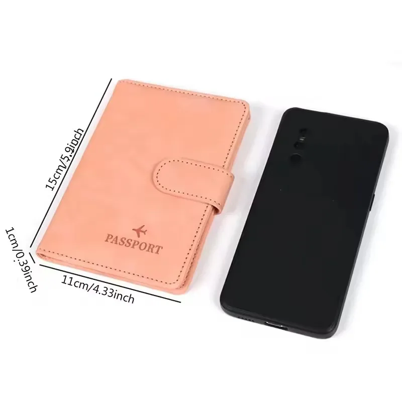 étui porte-passeport en cuir étanche avec porte-cartes de crédit, housse de voyage mignonne pour femme/homme avec boucle