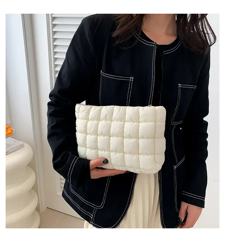 sac à cosmétiques matelassé carré pour femmes, pochette de rangement de maquillage portable, simple fille rouge à lèvres organisateur de toilette petit sac à main