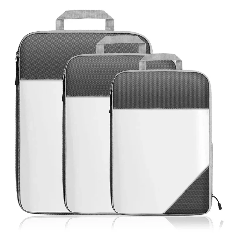 sac de rangement semi-transparent tup pliable et étanche pour voyage, ensemble de sacs de rangement portables pour bagages, matériau en nylon du menton continental