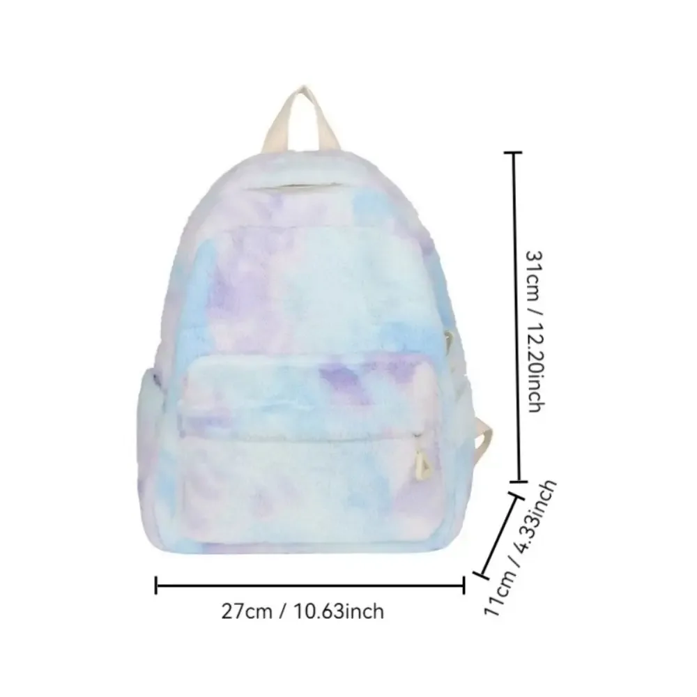 nouveau sac femme en peluche léger couleur unie sac à dos étudiant grande capacité sac à dos de voyage en plein air