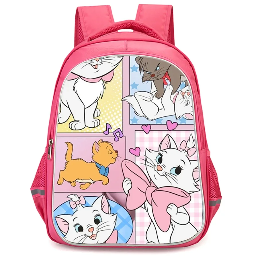 pochettes à double fermeture éclair, motif de dessin animé mma-rie cc-at, unisexe, sac à dos pour enfants de grande capacité de 16 pouces, idéal pour les garçons et les filles âgés de 5 à 10 ans.