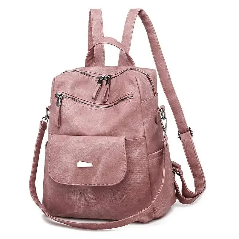 Version coréenne grande capacité sac à dos femme sac à dos mode personnalité PU Double sacs à bandoulière sac à dos femme