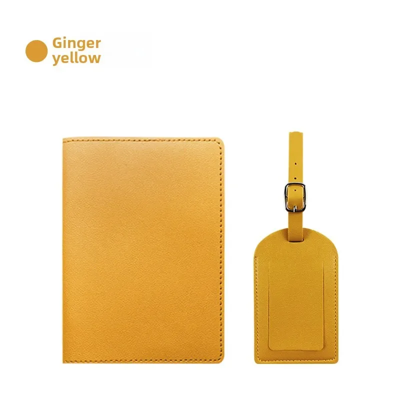 porte-passeport en cuir pu épais multicolore, couverture de passeport avec carte en papier, ensemble d'étiquettes de bagage