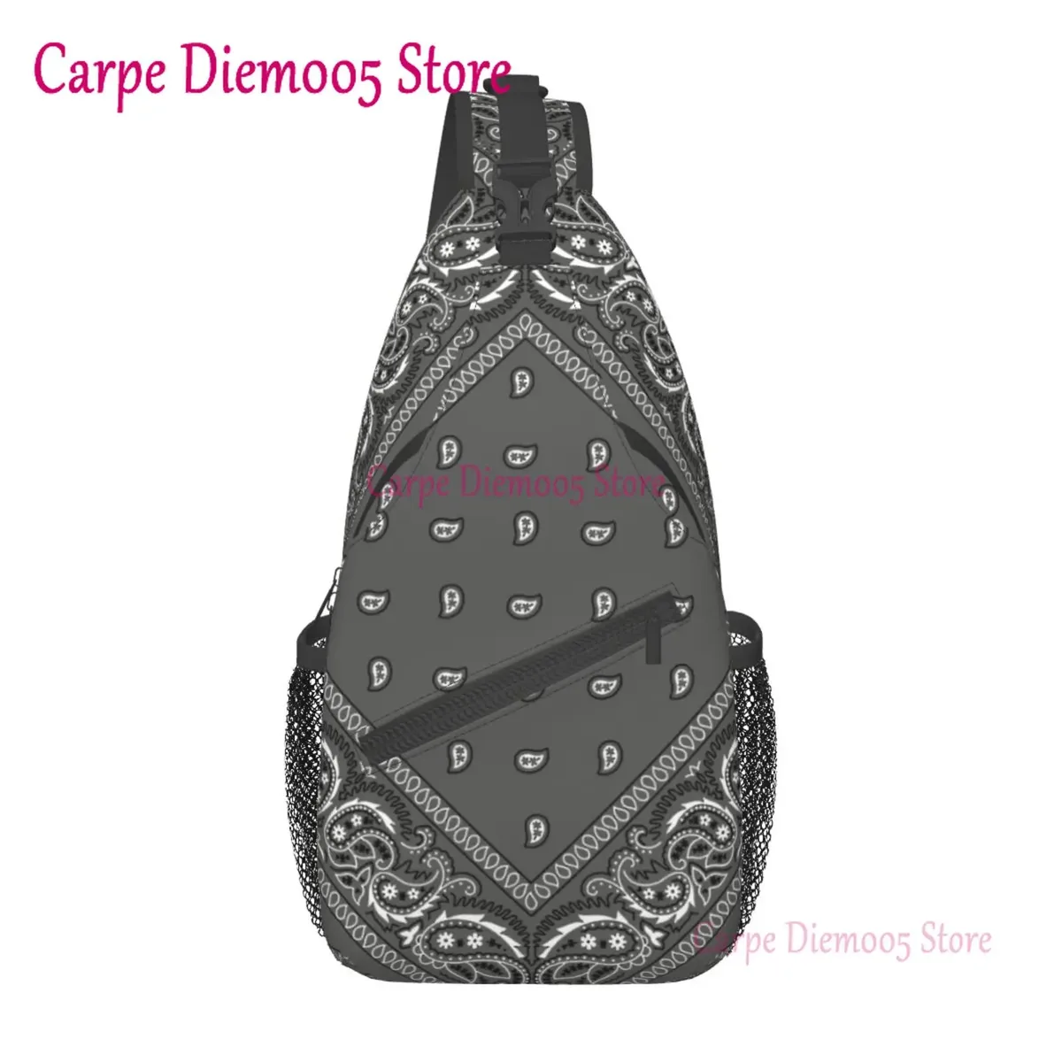 sac à dos bandana paisley chicano noir et blanc pour hommes, sac à bandoulière pour la randonnée