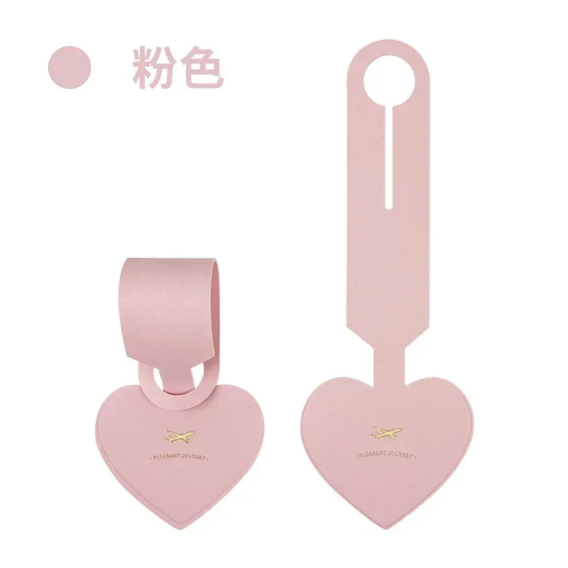 étiquette de bagage en pu en forme de cœur pour femmes et hommes, accessoires de voyage de vacances, étiquettes de valise, nom, identification, adresse, étiquettes de sac pour bagages