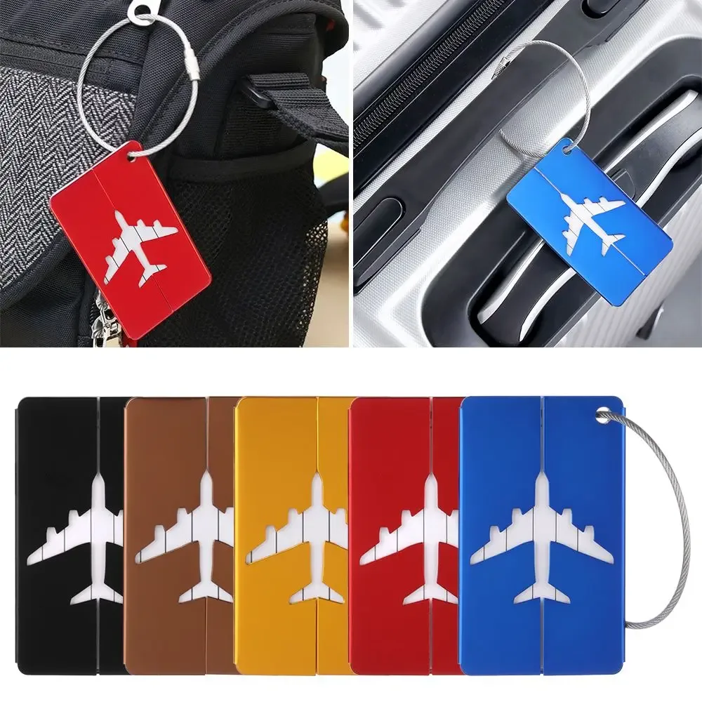 étiquettes de bagage de voyage en aluminium réutilisables étiquettes de valise boucle en acier inoxydable nom carte d'identité avec cordes étiquette de sac pour valise bagages