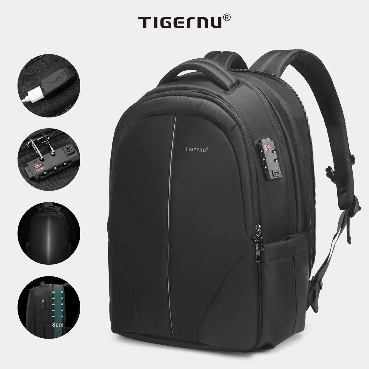 tigernu sacs à dos de voyage 14-15.6-17 ''sac à dos pour ordinateur portable pour hommes tsa sac à dos antivol sacs à dos en nylon sac pour cartable sac à dos