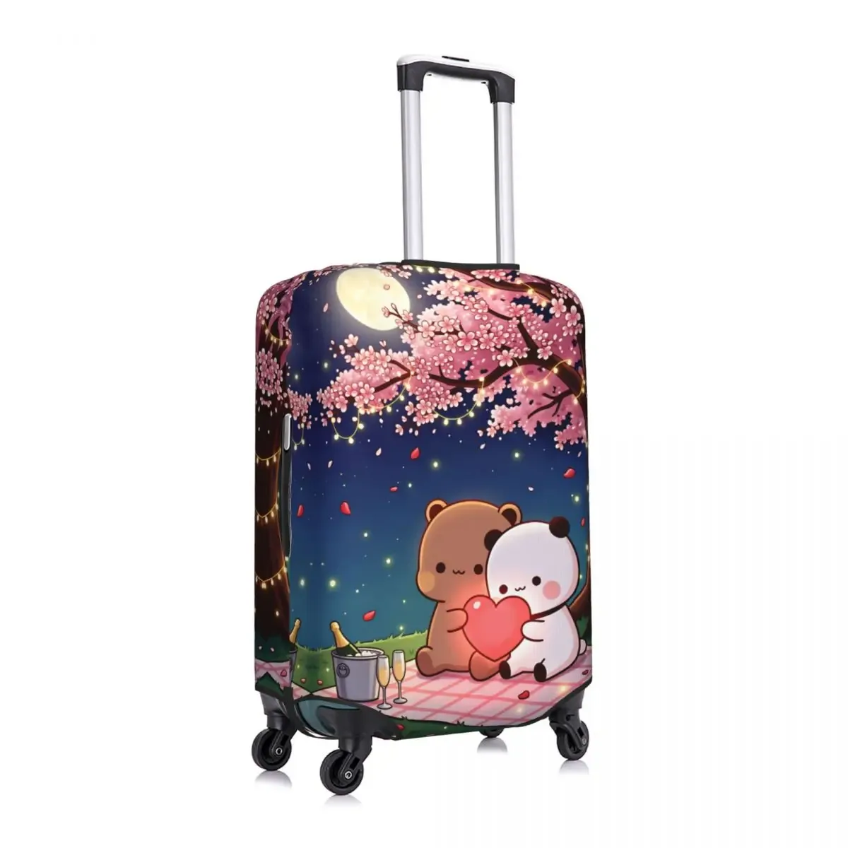 housse de valise panda bears bubu et dudu, protection professionnelle pour les voyages, étui à bagages pratique
