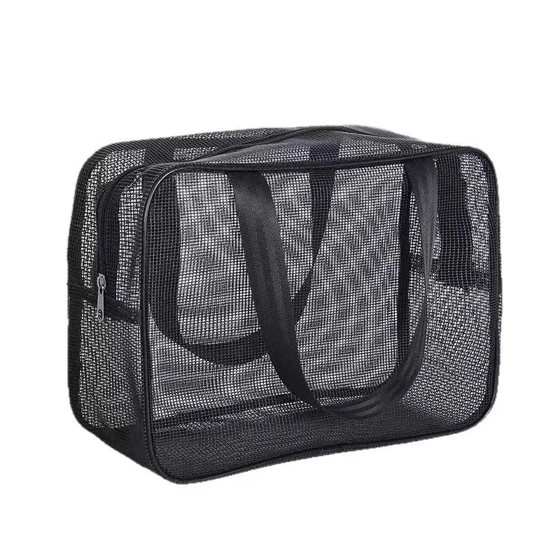 sac de douche en maille respirant, trousse de toilette portable, organisateur de cosmétiques pour la salle de sport, la natation, les voyages et l'usage quotidien des hommes.