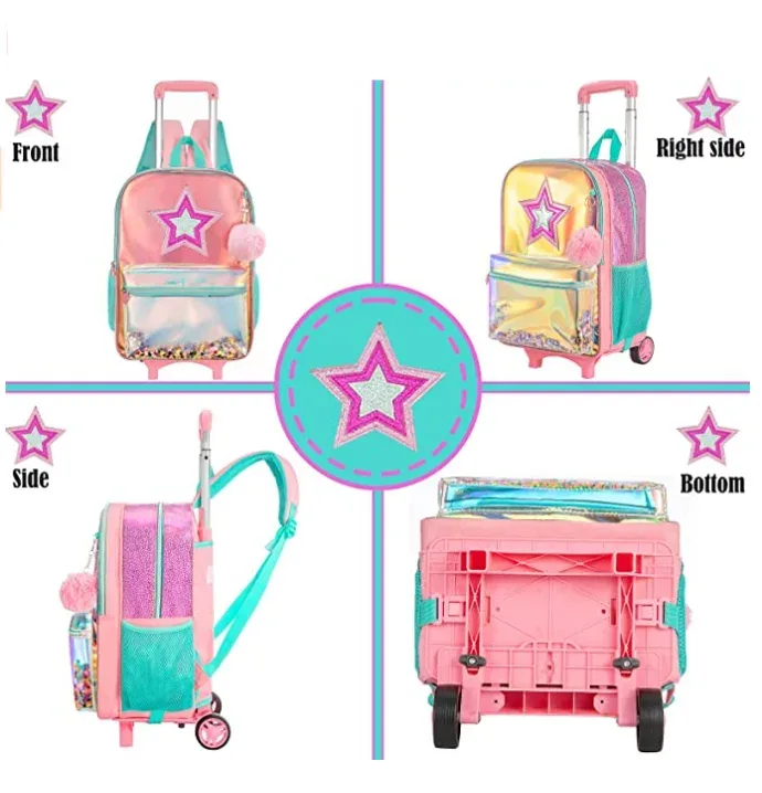sac à dos d'école à roulettes sac d'école avec roulettes sac cartable enfants école sac à dos roulant pour filles sac de chariot d'école
