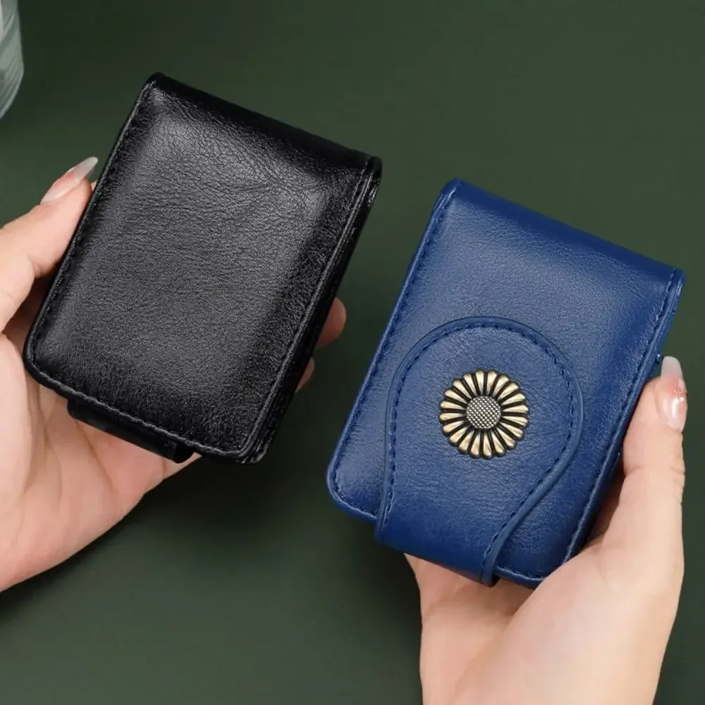 sac à cosmétiques en cuir pu, rangement de rouge à lèvres avec miroir de maquillage, mini sac de rangement, organisateur de rouge à lèvres portable à la mode de style coréen