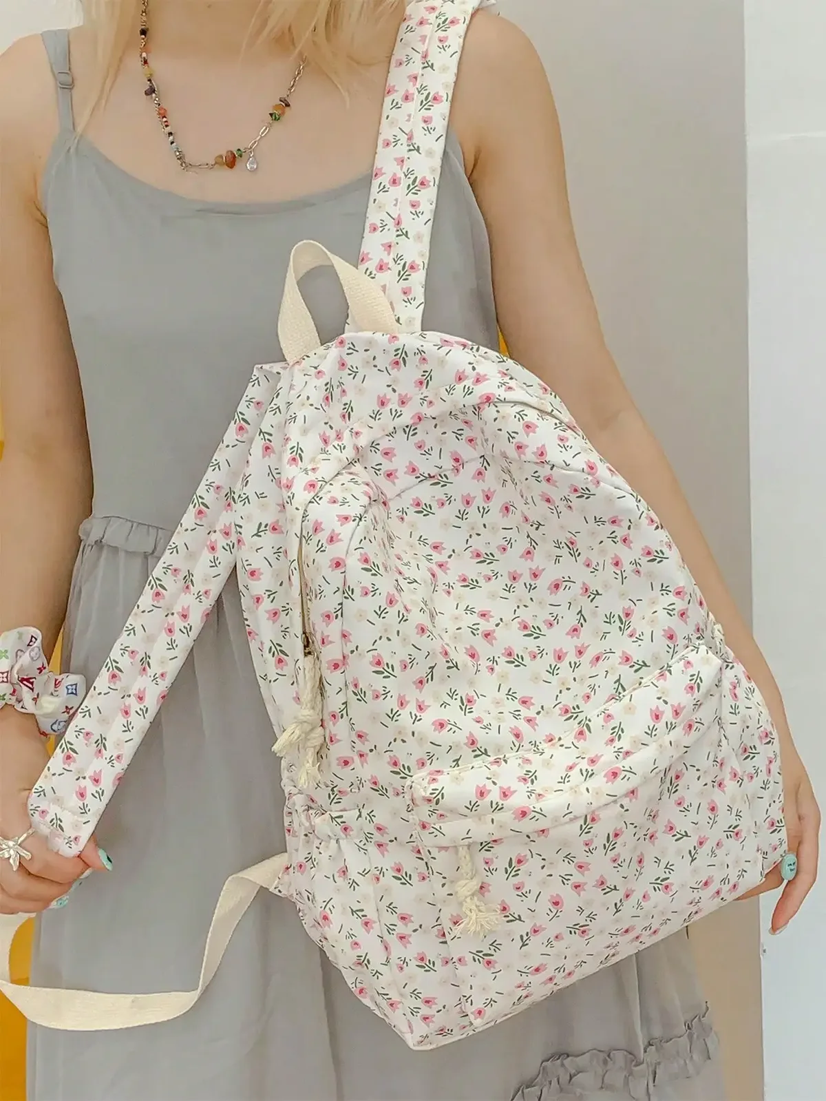 sac à dos imprimé mignon et tendance de style universitaire, grande capacité, multi-compartiments, sac à dos de loisirs pour étudiants, adapté à un usage quotidien