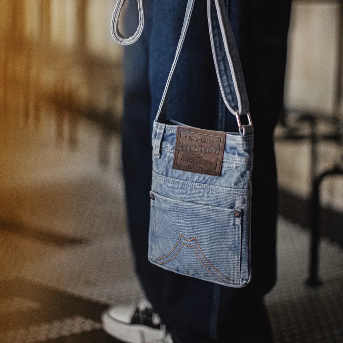 sac bandoulière en toile denim bleu délavé maden, sac messager unisexe, sac à bandoulière vintage pour les trajets quotidiens, sac à main et porte-monnaie
