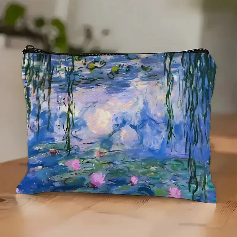nouvelle trousse de rangement pour fleurs d'automne, sac à fermeture éclair, trousse de maquillage en lin, trousse de beauté, pochette de maquillage, étui à maquillage