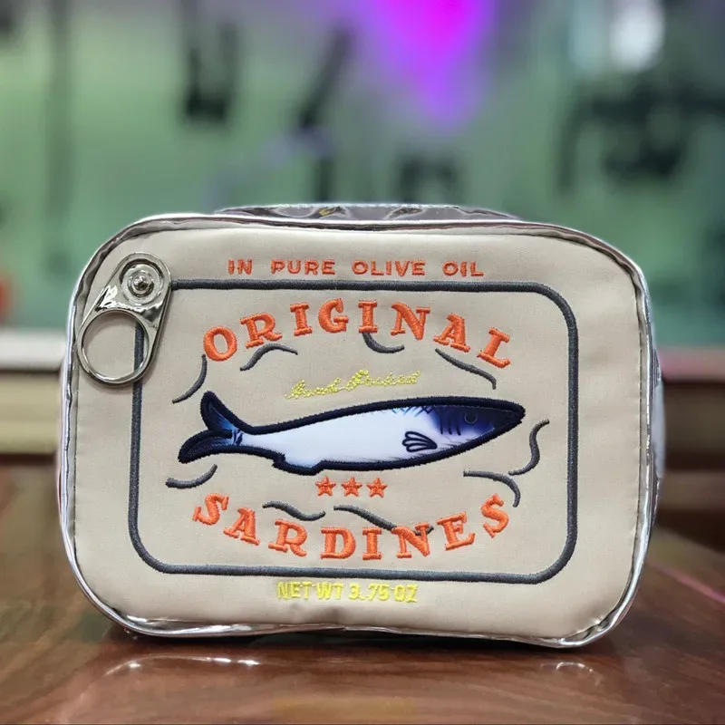 sacs à cosmétiques de voyage sardines en conserve, trousse de toilette créative, portable, mignon, grande capacité, fermeture éclair, multifonction pour week-end, vacances