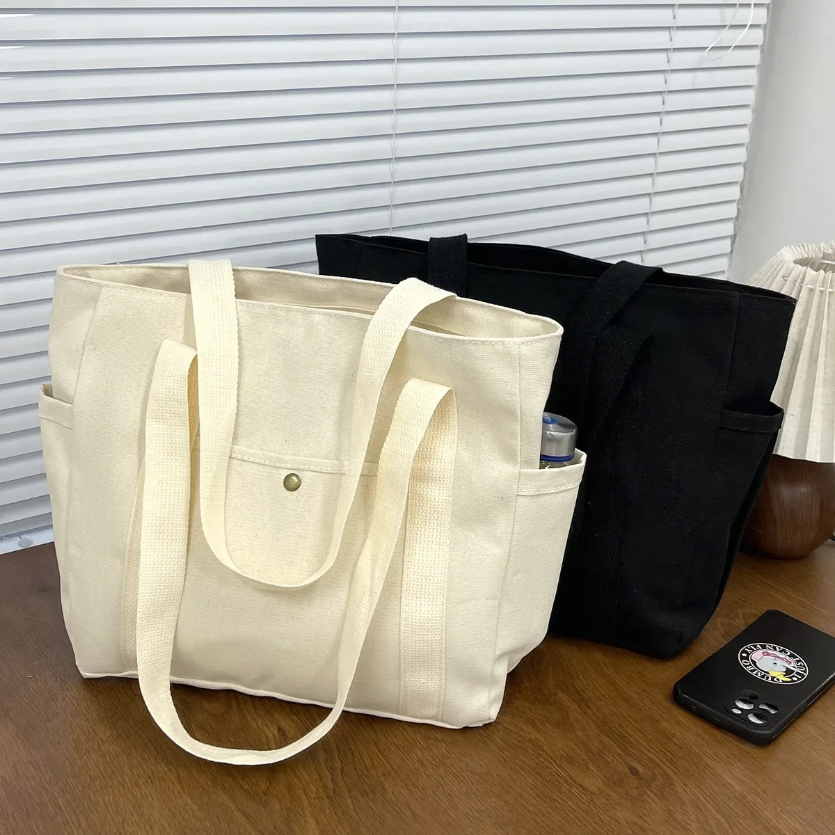 sac fourre-tout en toile de grande capacité avec logo personnalisé, pliable et réutilisable, pour shopping, déplacements, polyvalent, sac à bandoulière pour étudiant littéraire