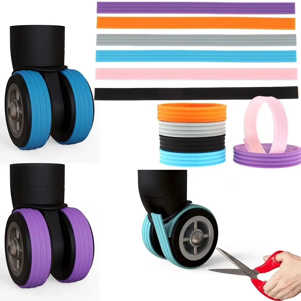 manchon de roulette silencieux en silicone, pièces de valise, essieux, bagages de voyage, chaussures de roulette, bruit sap, housse de roue, bricolage