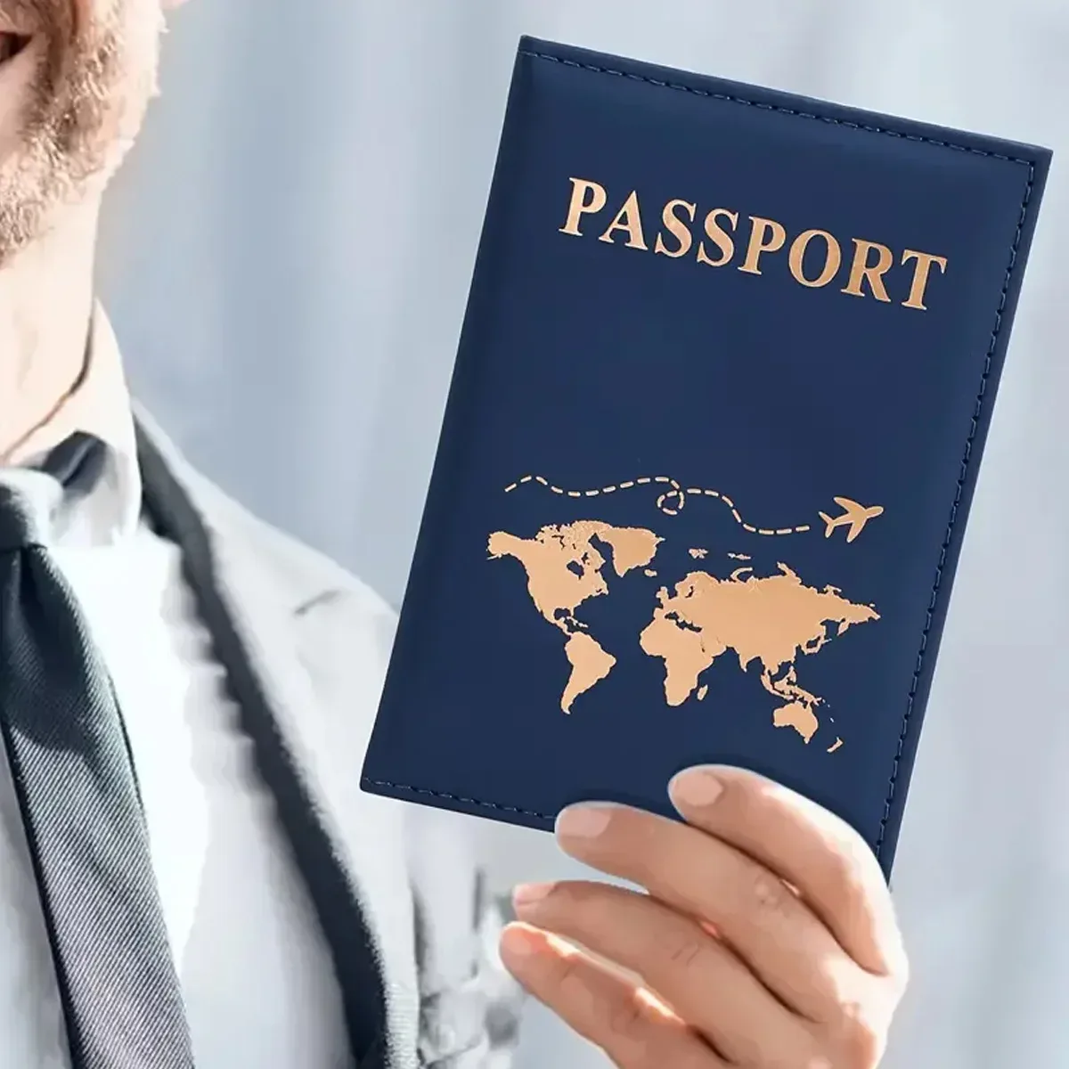 étui de voyage en cuir pu pour porte-passeport doré, pour femmes et hommes, couverture de carte de billet, accessoires de protection pour passeport