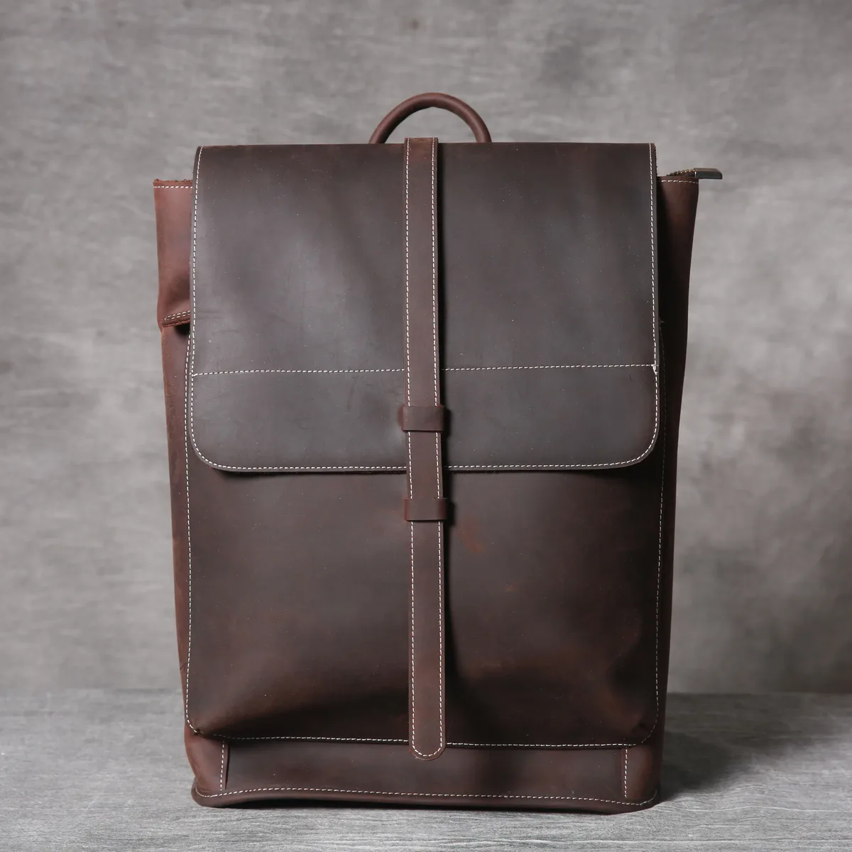 sac à dos vintage en cuir véritable pour homme, fait main, en cuir pleine fleur, sac à bandoulière pour ordinateur portable, sac crazy horse, mode pour homme