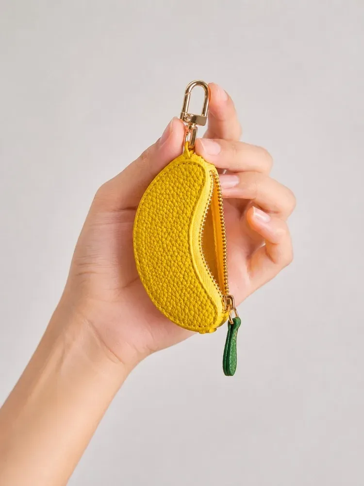 porte-clés en cuir motif fruit mignon, mini porte-monnaie à fermeture éclair pour sac à dos, breloque pour femme et fille, accessoires de vacances d'été à la plage, cadeaux