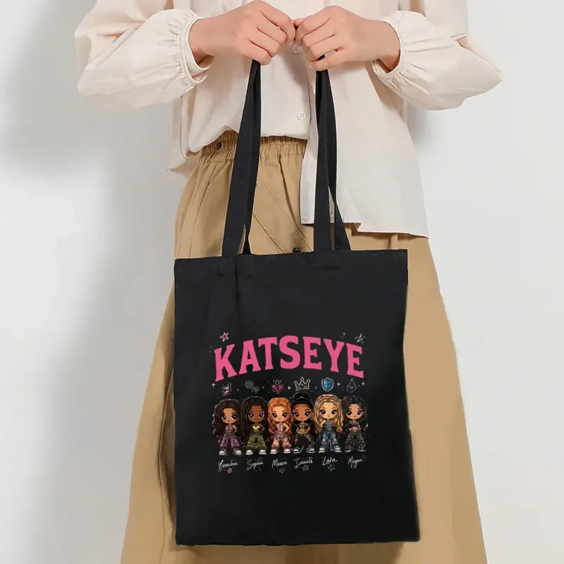 Cadeaux pour fans de Kpop, sac fourre-tout grande capacité pour femmes KATSEYE World Tour, sacs de voyage multifonctionnels, sacs de shopping en toile tendance