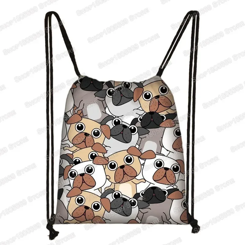 kawaii dessin animé chien chat sac à dos femmes sacs à cordon toile sac à bandoulière pour voyage filles sac à dos sacs de rangement porte-chaussures
