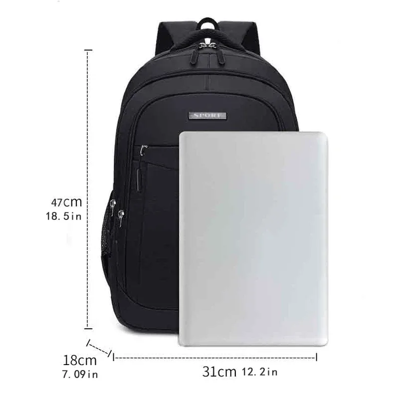 sac à dos pour homme - sac pour ordinateur portable noir de grande capacité, sangle réglable et compartiments multiples, sac de voyage de loisirs