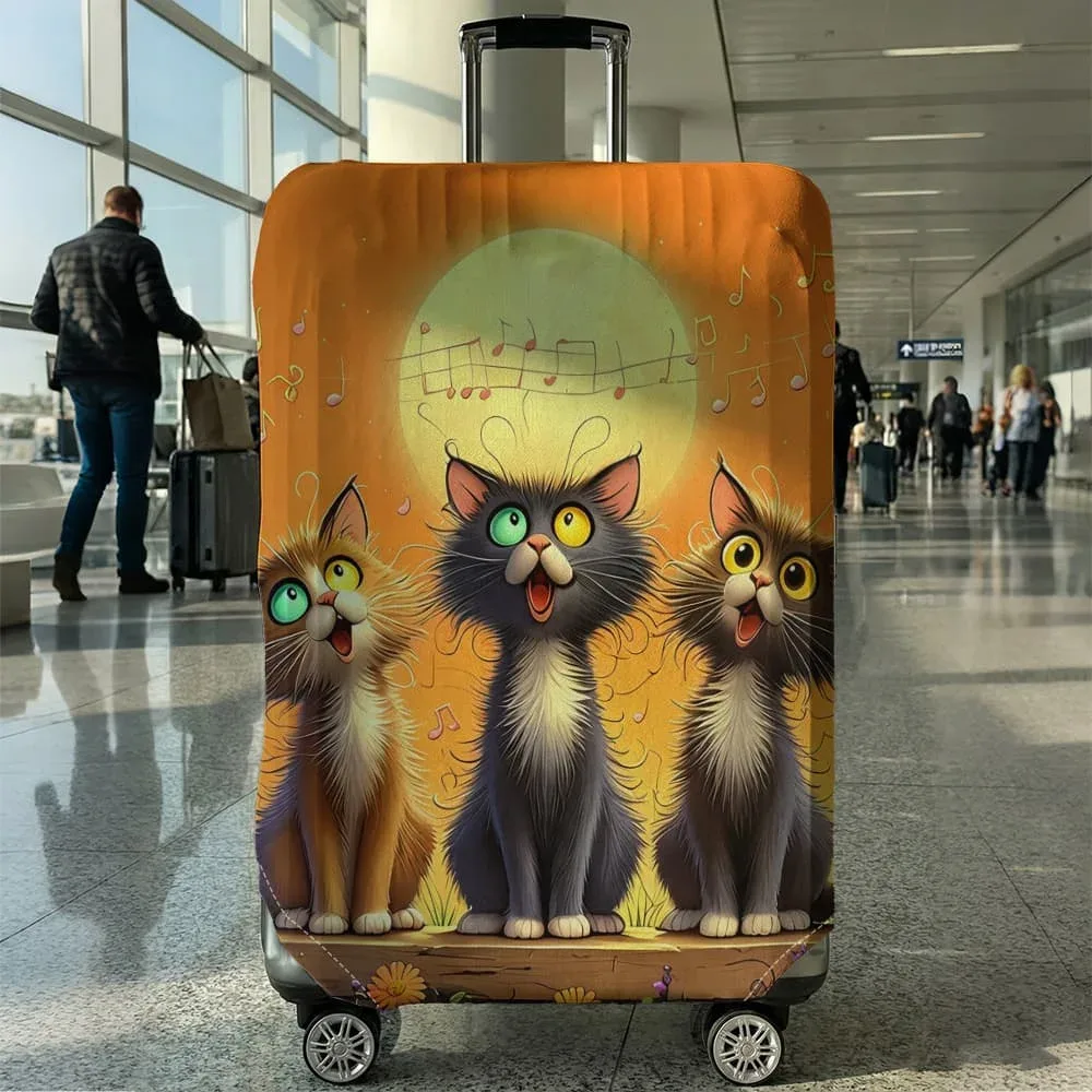 housse de protection pour bagages à motif de chat, ensemble adapté aux bagages de 18 à 32 pouces, housse de poignée de valise, accessoires de voyage