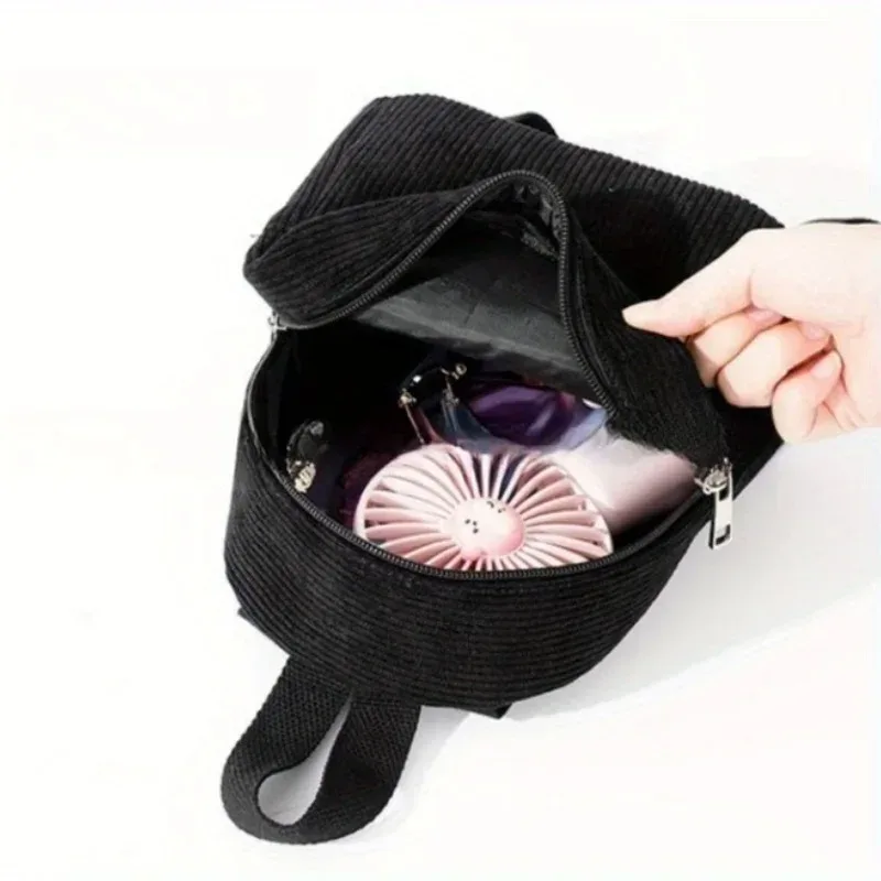 sac à dos en velours côtelé avec nom brodé personnalisé, solide, multicolore, simple, décontracté, léger, parfait pour les déplacements quotidiens, voyage essentia