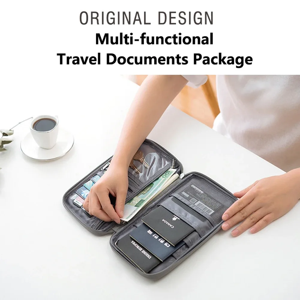 portefeuille de voyage, porte-passeport familial, multi-poches, étui à documents imperméable, organisateur, accessoires de voyage, sac à documents, porte-cartes