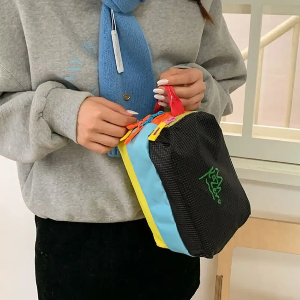 Jolie trousse de maquillage multifonctionnelle Dopamine, porte-monnaie, trousse de toilette en nylon à fermeture éclair, multi-poches, étanche, pour femmes