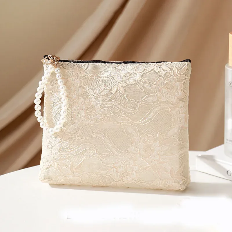 sac à cosmétiques en dentelle douce, pochette de toilette de voyage, étui de rangement, trousse de toilette pour accessoires de maquillage, clés de téléphone, porte-monnaie