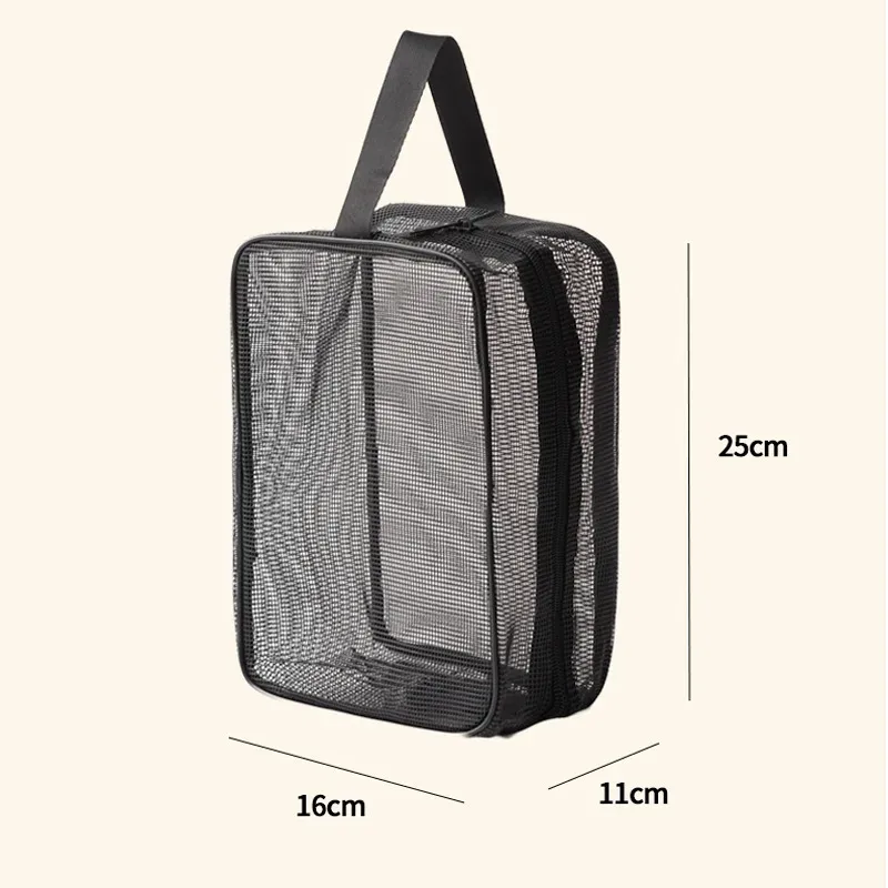 sac de douche multifonctionnel en maille grande capacité, organisateur portable pour accès rapide aux produits de salle de bain