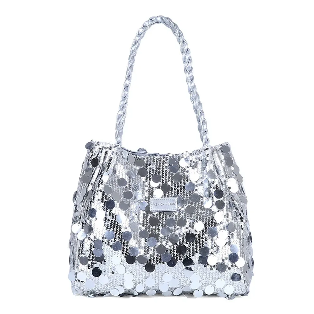 nouveau sac fourre-tout scintillant à paillettes pour femme, sac à bandoulière, sac à main pailleté grande capacité, pochette tendance pour soirées et sorties féminines