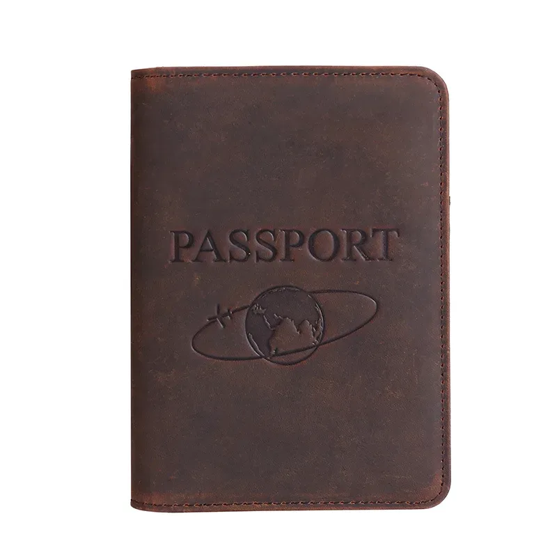 couverture de passeport unisexe en cuir véritable, blocage rfid, porte-passeport pour hommes, étui pour carte d'identité, portefeuille de voyage pour wowen