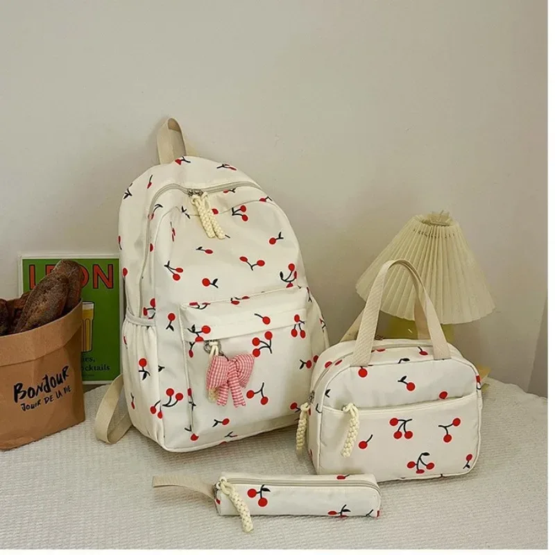 sac à dos scolaire 3 pièces/ensemble en tissu oxford avec trousse et sac à déjeuner, léger, pour fille
