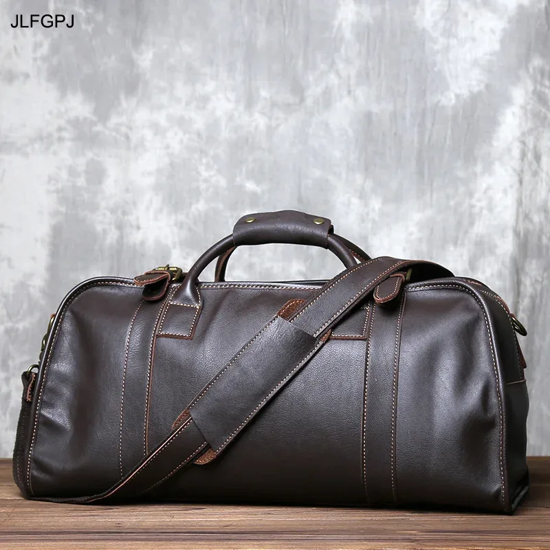 sac à bandoulière en cuir véritable pour homme, sac à main décontracté, cuir de vachette couche supérieure, grande capacité, voyage à courte distance