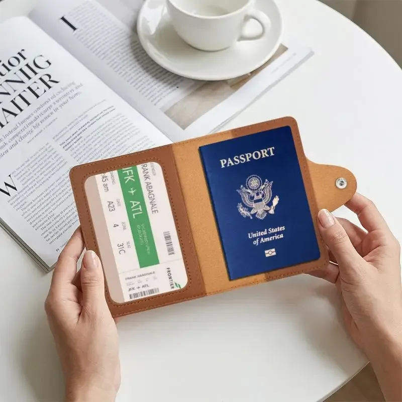portefeuille organisateur de passeport en cuir pu avec fermeture à pression, multicolores, compagnon de voyage pour femme