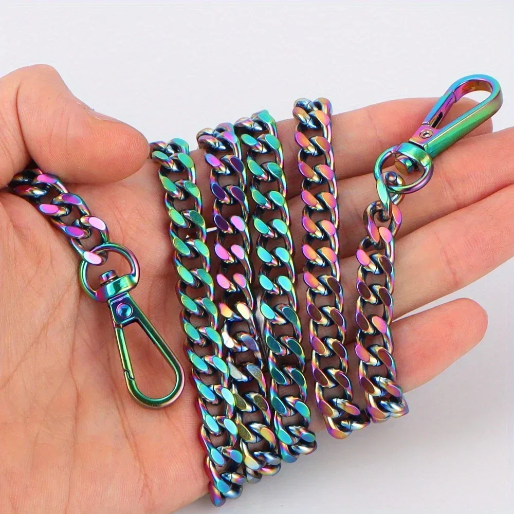 sangles de chaîne de sac à main arc-en-ciel, remplacement de sangle de chaîne plate, accessoires de sac à main de sangle de chaîne colorée pour sac à bandoulière