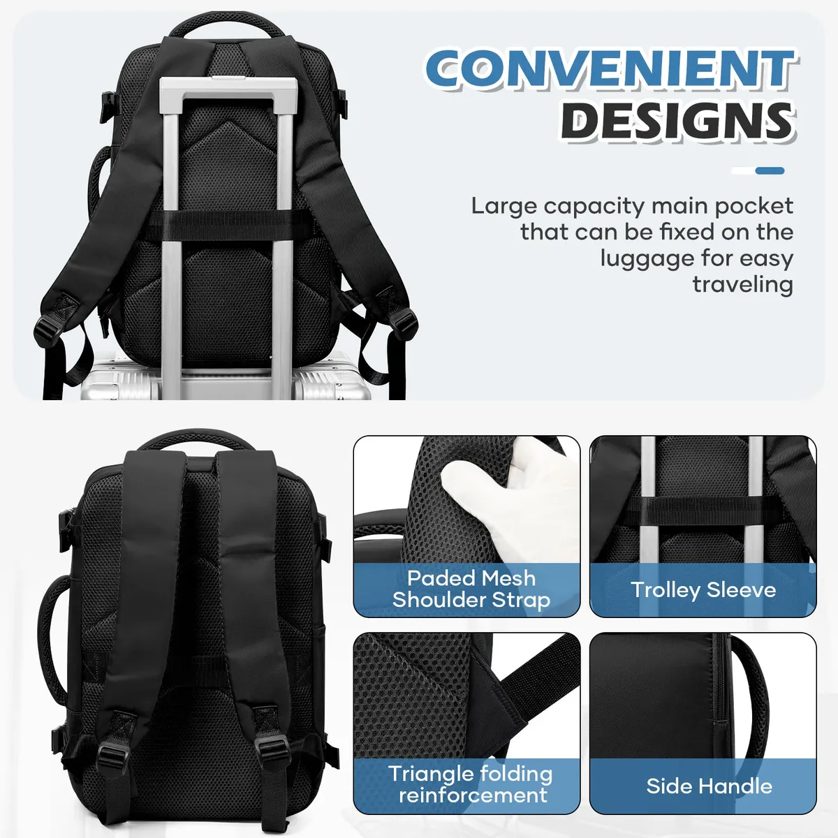 hommes 15.6 pouces pochette d'ordinateur cabine avion voyage sac à dos 40x20x25, capable porter main bagages sac à dos ryanair, collège sac à dos