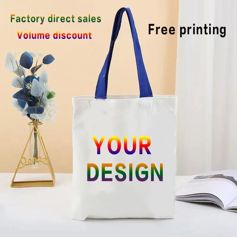 sac fourre-tout en toile avec logo imprimé personnalisé, sac en toile tridimensionnel épais, vente en gros, sac de shopping personnalisé