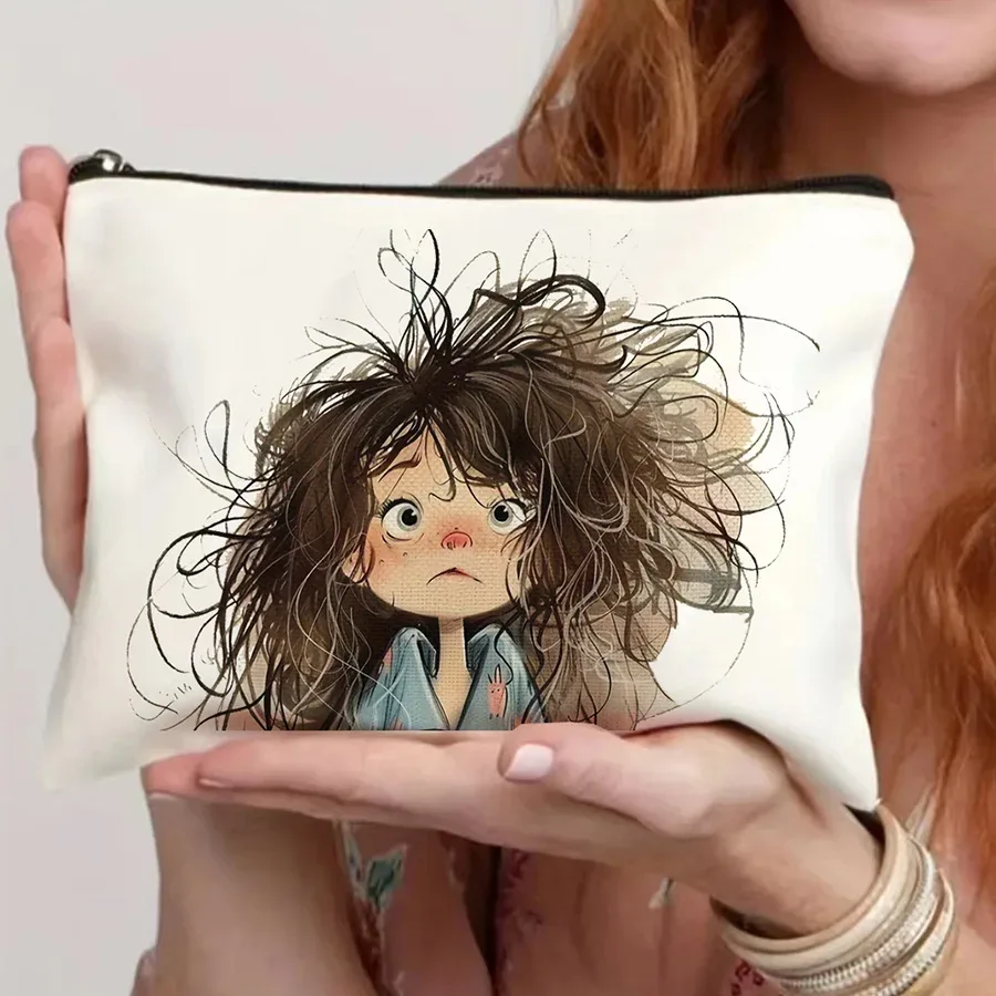 sac à cosmétiques en toile à fermeture éclair, fourre-tout en toile à fermeture éclair, trousse à crayons, solution de rangement en toile polyvalente, en stock