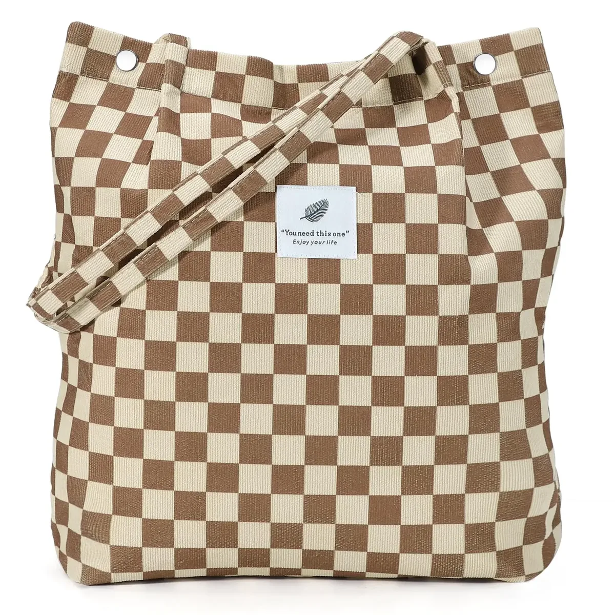 sac fourre-tout en velours côtelé, fourre-tout mignon pour femmes, sac à bandoulière avec poche intérieure pour le travail, la plage, les voyages et le shopping, l'épicerie