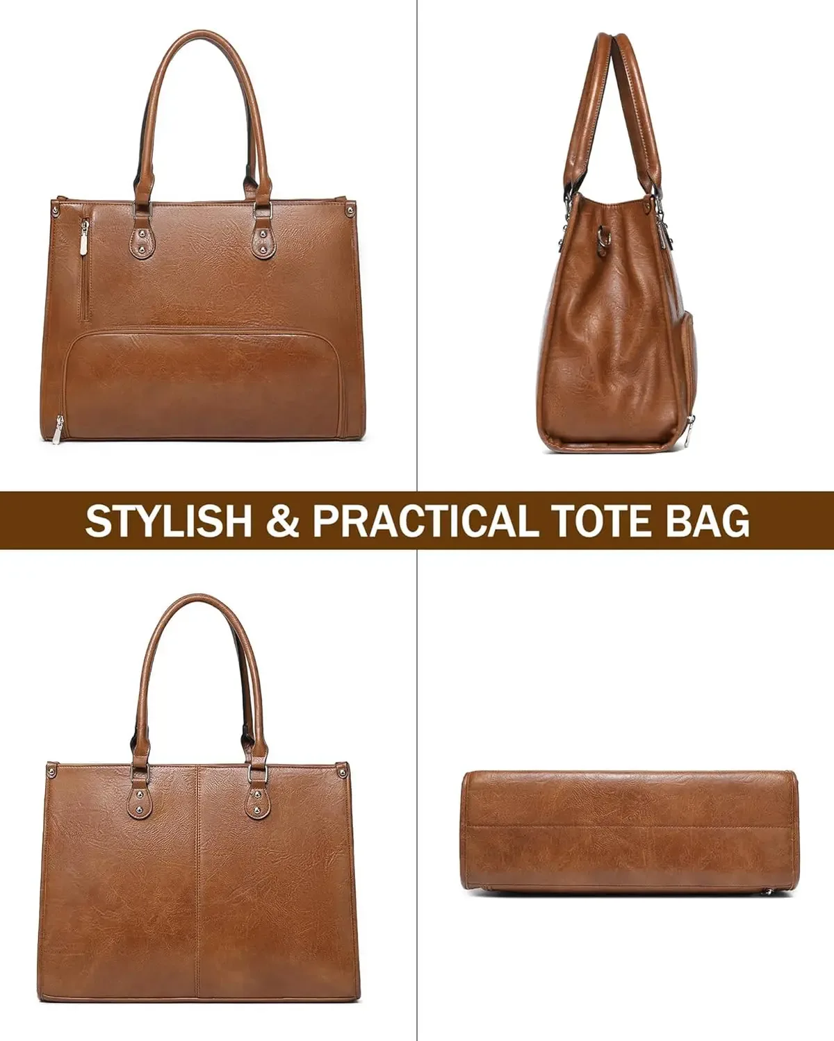 sac à main pour ordinateur portable 2 en 1 avec compartiment isotherme pour le déjeuner pour femmes au travail, sac à déjeuner en cuir pu avec compartiment pour ordinateur de 15,6 pouces