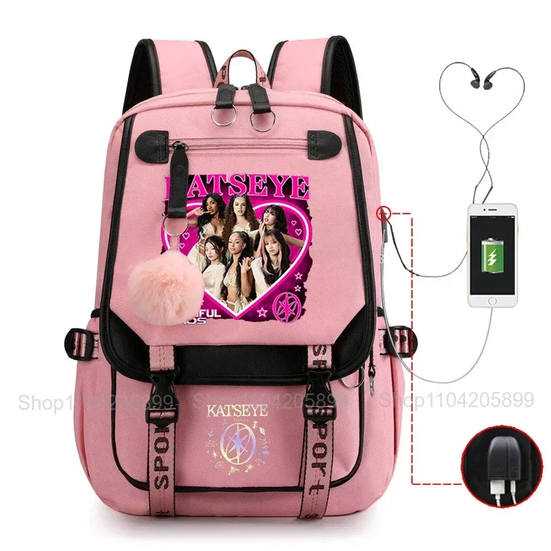 sac à dos katseye kpop mochila pour garçons et filles, sac d'école, sac de voyage quotidien, sac à dos décontracté pour ordinateur portable