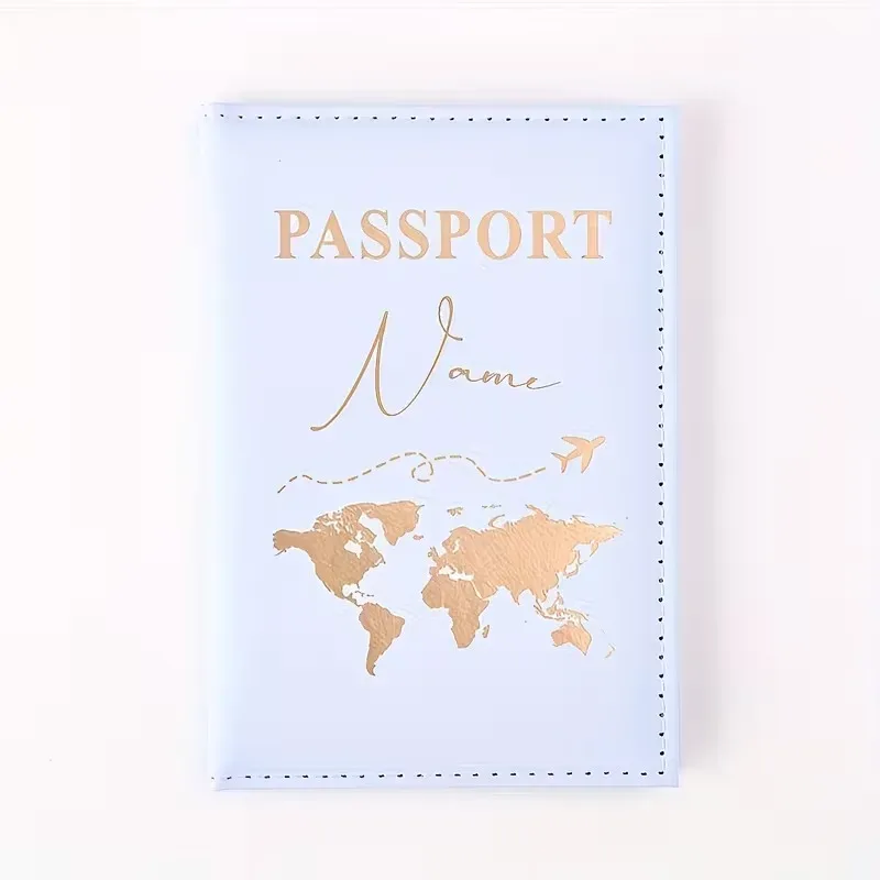 porte-passeport personnalisé avec lettres, étui pour passeport avec carte du monde et texte personnalisé. organisateur de documents portable et mignon multi-usages pour personnalisation diy