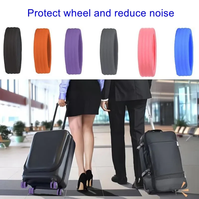 protecteur de roues de bagages en silicone, 8 pièces, roulettes, chaussures, valise de voyage, réduit le bruit, accessoires de couverture de protection