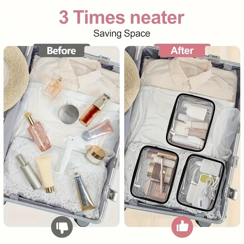 sac à main transparent décontracté, adapté aux hommes et aux femmes, peut être utilisé comme trousse de maquillage, trousse de toilette, sac de rangement et autres petits sacs.