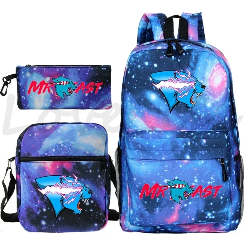 sac à dos d'école mr beast lightning cat pour garçons et filles, sacs d'école 3 pièces/ensemble, sac de voyage, sac à dos imprimé mr beast, mochila pour enfants, cadeau