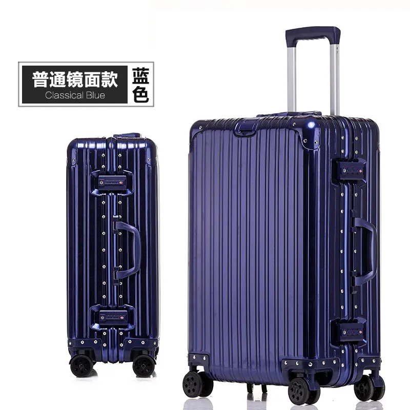 100% valise en aluminium cabine 20/22/24/26/29 pouces alliage de magnésium bagage à main mot de passe boîte tsa serrure métal dur boîtier de chariot